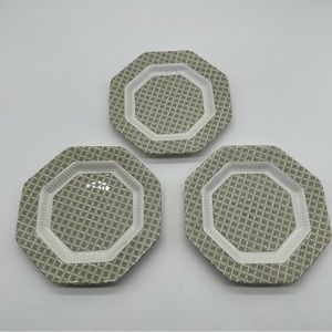 Set of 3 Vintage Independence Limerick Bread & Butter Plate Plates Green Japan